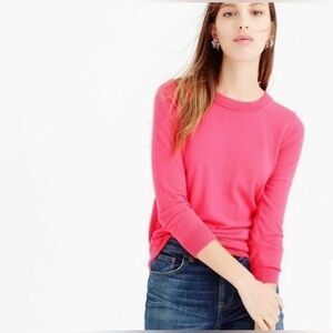 J. Crew Merino Wool Crewneck Tippi 3/4 Sleeves Sweater #46725 Coral Size Large